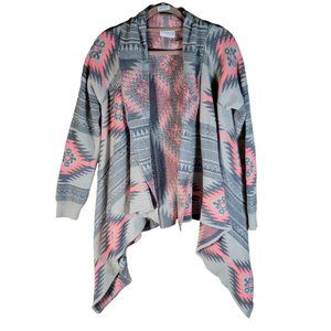 Dreamers Multicolor Gray Aztec Southwest Open Cardigan Sweater Women Size S/M